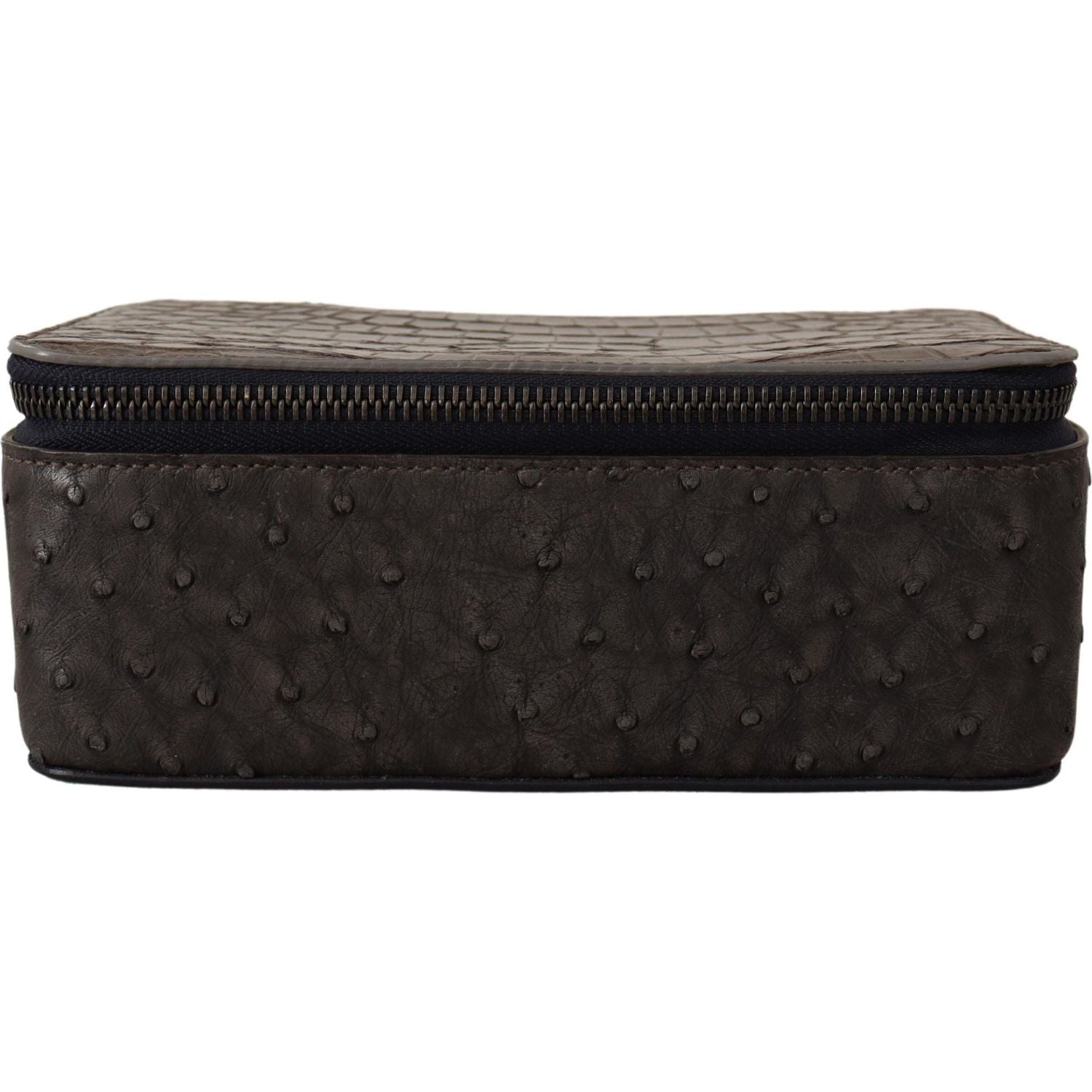 Dolce & Gabbana Gray Skin Leather Vanity Case Toiletry Shaving Bag