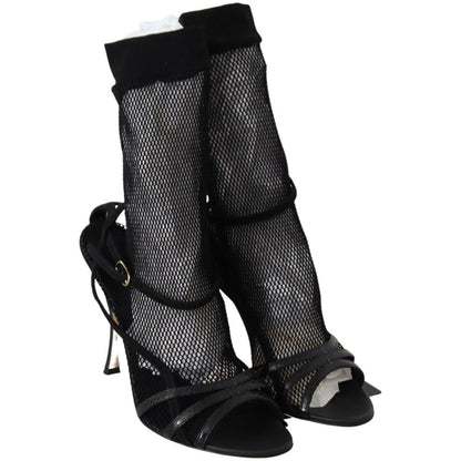 Dolce & Gabbana Black Suede Short Boots Sandals Shoes