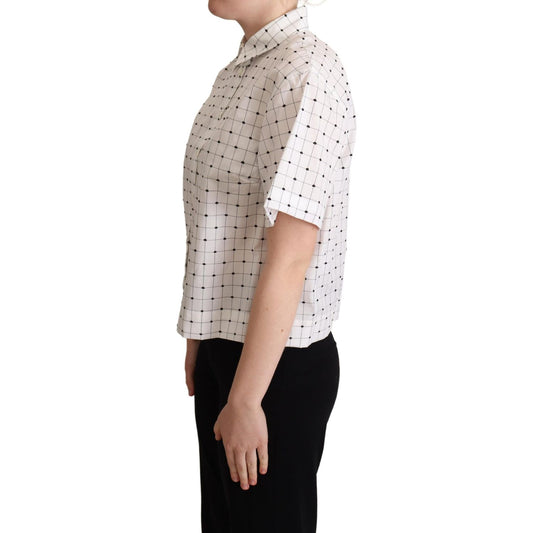 Dolce & Gabbana White Polka Dot Cotton Collared Shirt Top TSH5962 -42