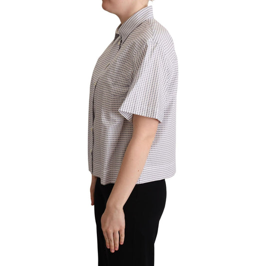 Dolce & Gabbana White Polka Dots Collared Blouse Shirt TSH5971 -42
