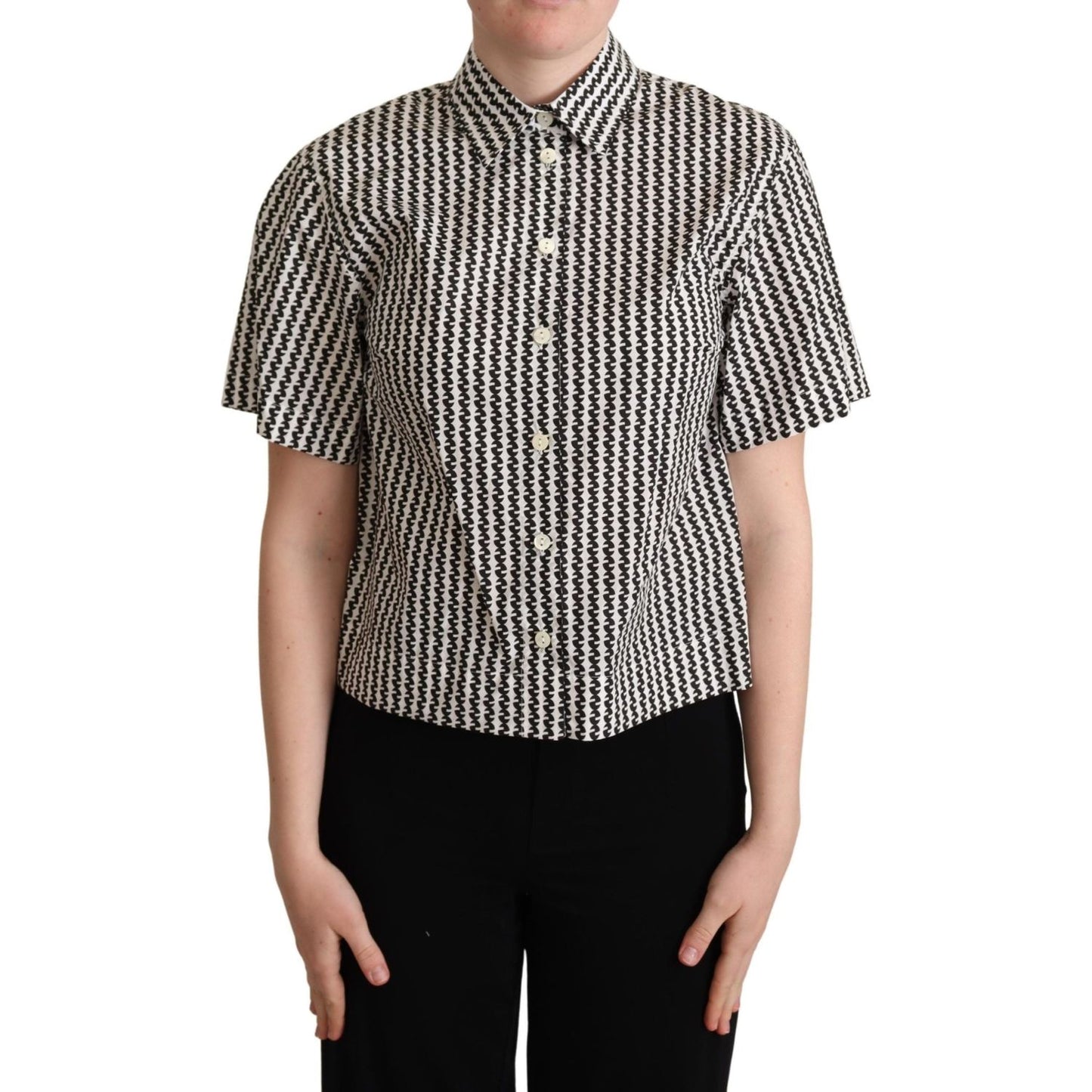 Dolce & Gabbana White Black Fantasy Pattern Shirt