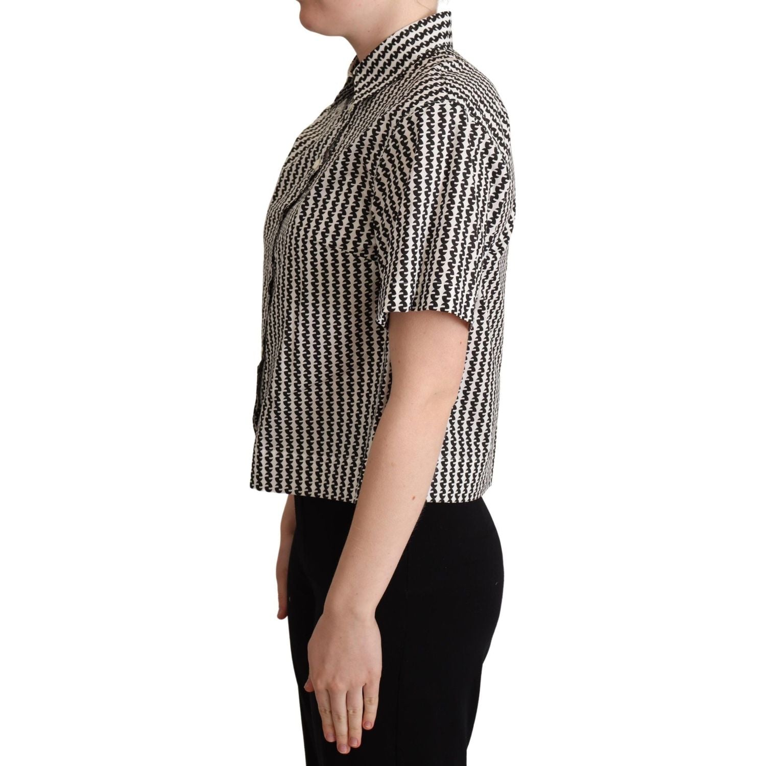 Dolce & Gabbana White Black Fantasy Pattern Shirt