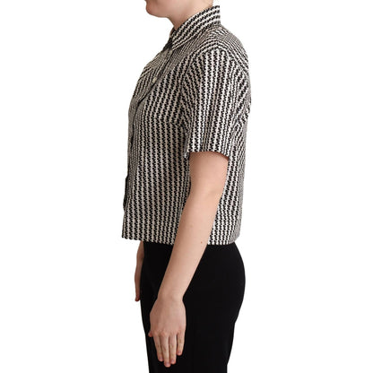 Dolce & Gabbana White Black Fantasy Pattern Shirt