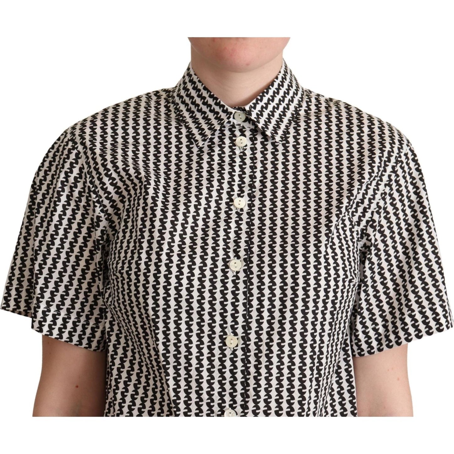 Dolce & Gabbana White Black Fantasy Pattern Shirt
