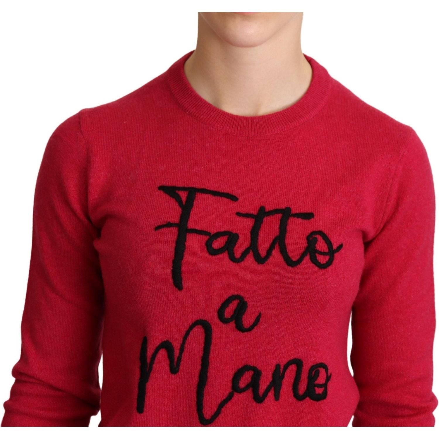 Dolce & Gabbana Pink Embroidered Cashmere Wool Pullover Sweater