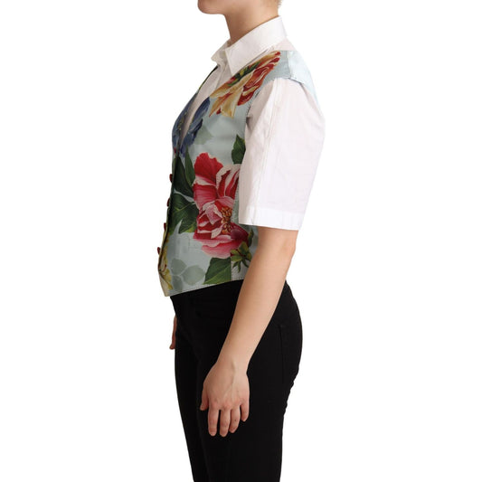 Dolce & Gabbana Mint Green Floral Silk Waistcoat Vest TSH5997 -38