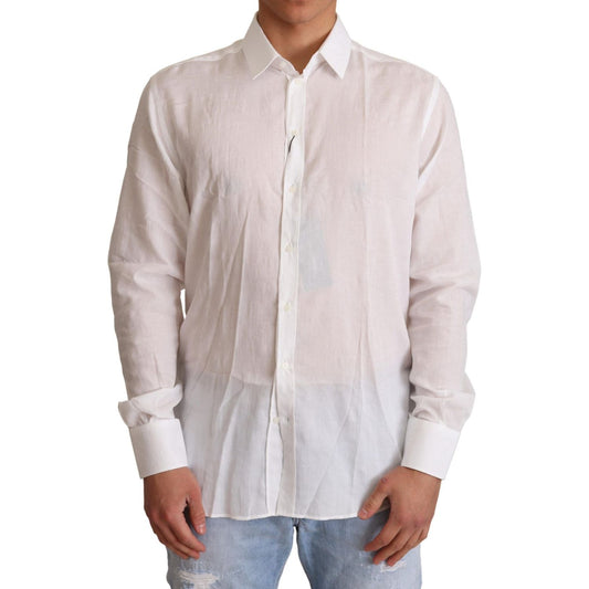Dolce & Gabbana White Cotton Floral Pattern MARTINI Shirt TSH6404-40