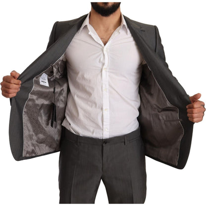 Dolce & Gabbana Gray Metallic MARTINI Slim Fit Set Suit