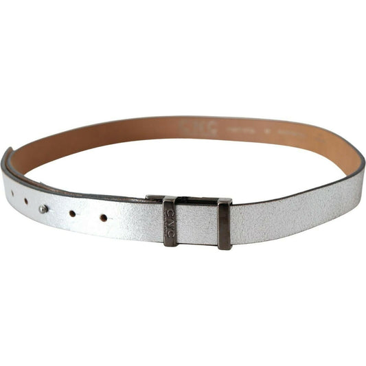 Costume National Brown Metallic Silver Leather Belt PAN71811- 85