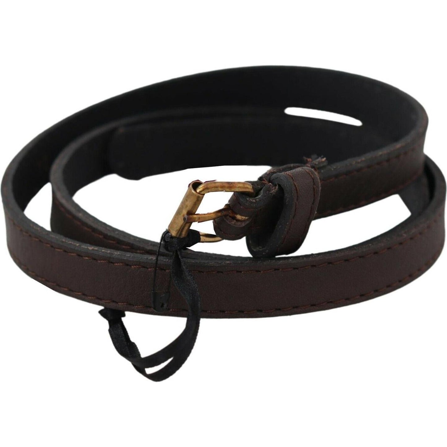 MILA SCHÖN Brown Genuine Leather Skinny Fashion Dark
