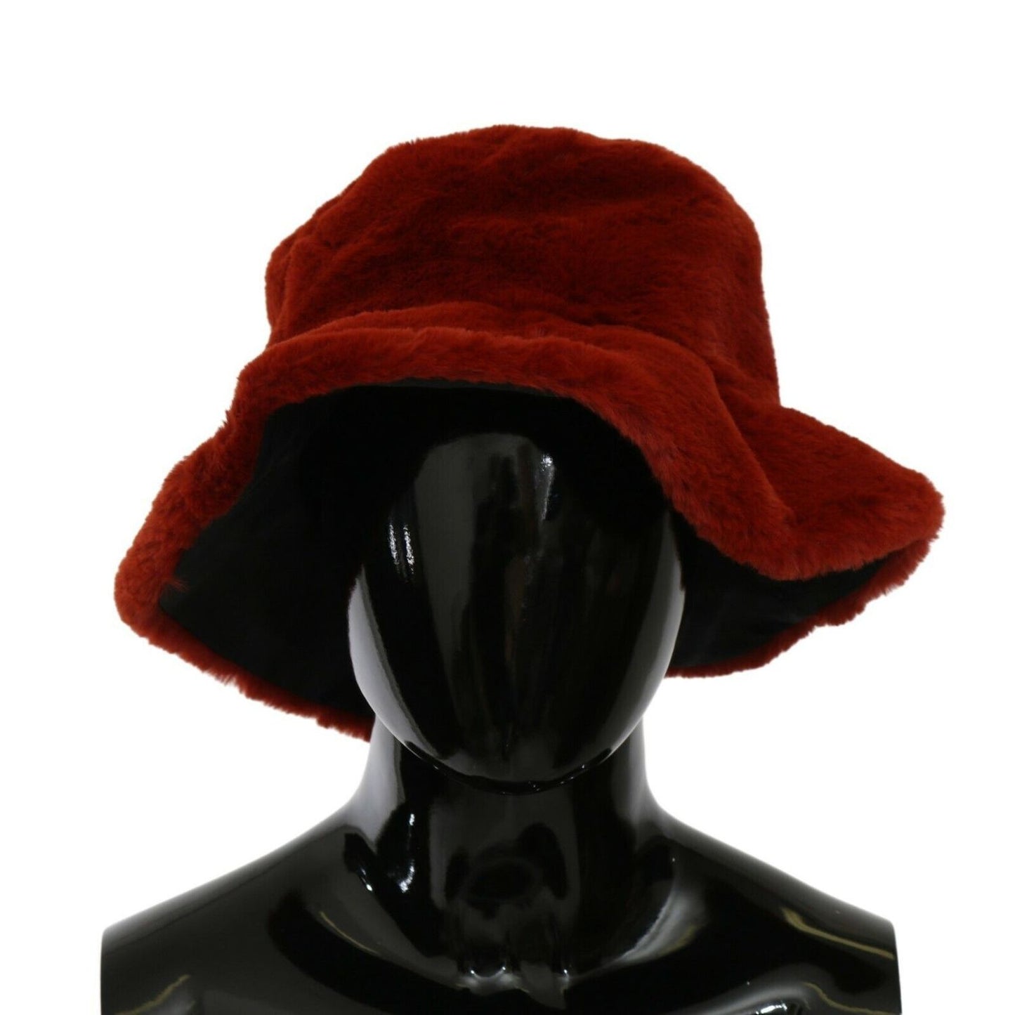Dolce & Gabbana Red Bordeaux Fur Wide Brim Bucket Hat