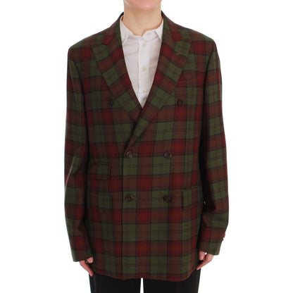 BENCIVENGA Green Wool Double Breasted Bordeaux Blazer Jacket