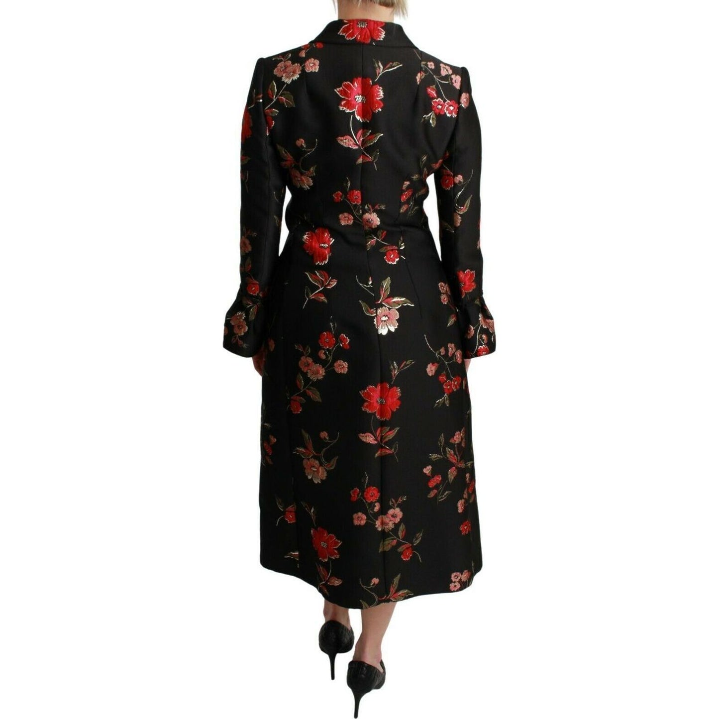 Dolce & Gabbana Black Floral Embroidered Jacket Coat