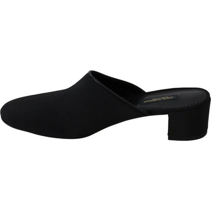 Dolce & Gabbana Black Grosgrain Slides Sandals Women Shoes WOMAN SANDALS