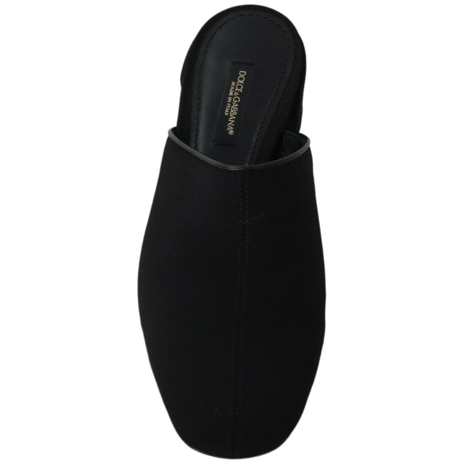 Dolce & Gabbana Black Grosgrain Slides Sandals Women Shoes