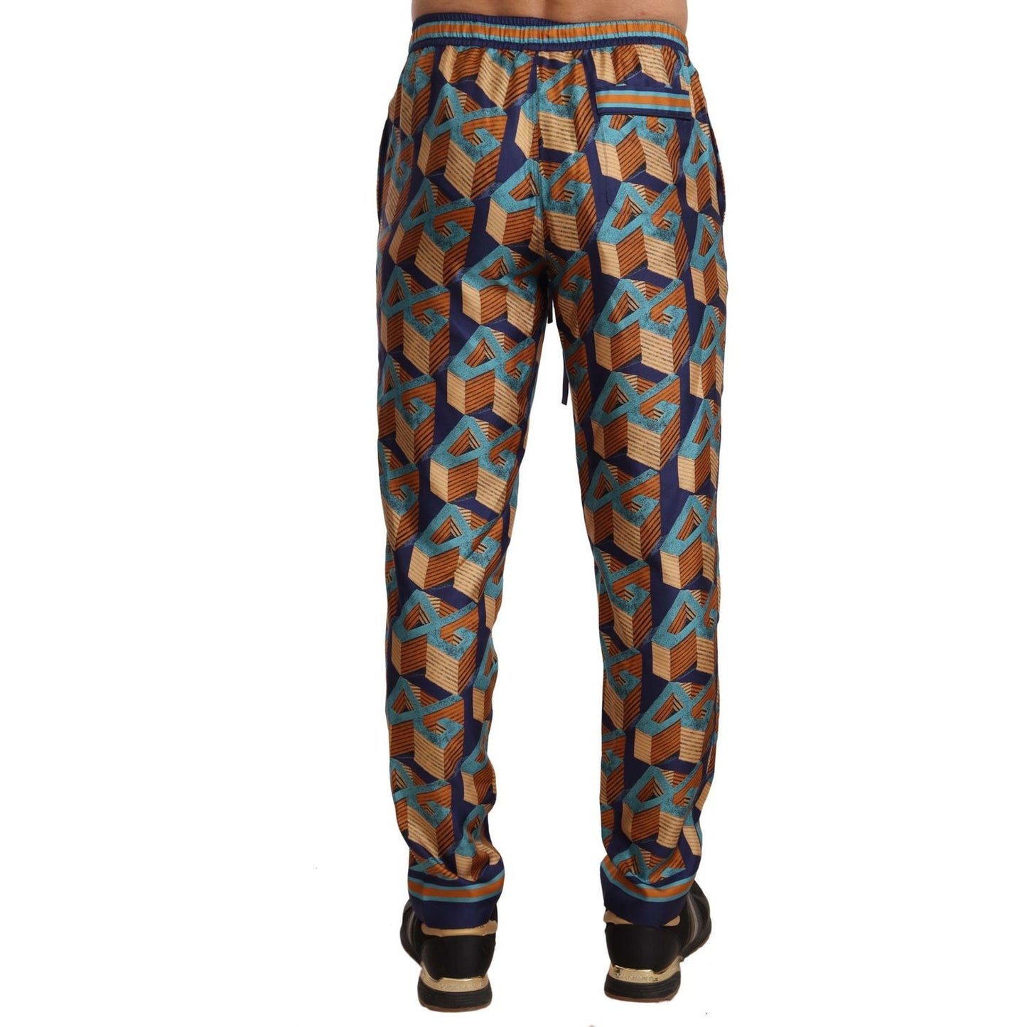 Dolce & Gabbana Multicolor Patterned Joggers Silk Pants Jeans & Pants
