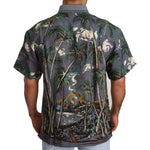 Dolce & Gabbana Gray Linen Tropical Print Collared Shirt