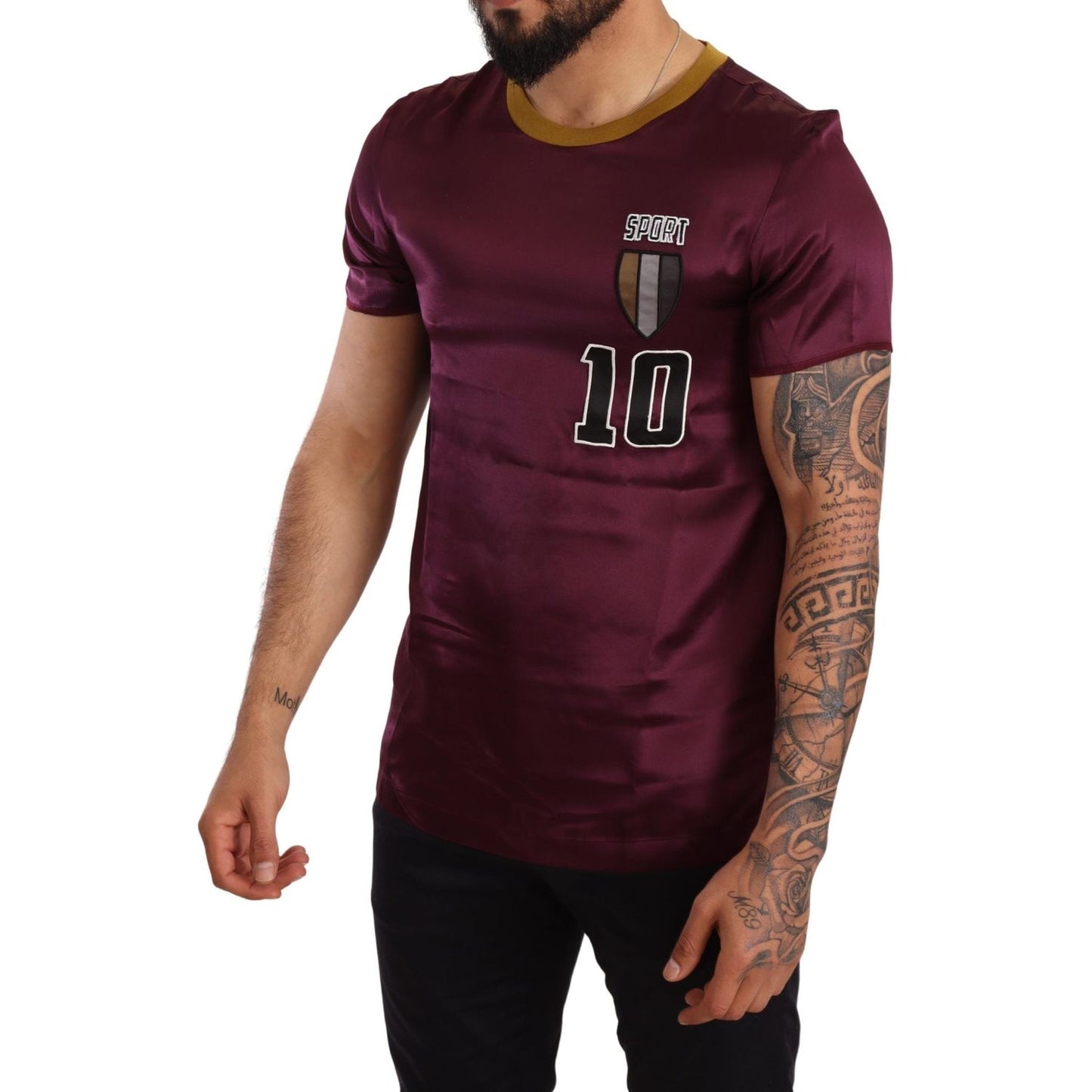 Dolce & Gabbana Purple Sport 10 Embroidery Crewneck T-shirt