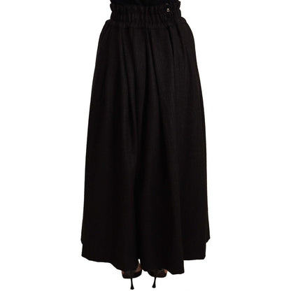 Dolce & Gabbana Black Wool High Waist Maxi PIECE Skirt WOMAN SKIRTS