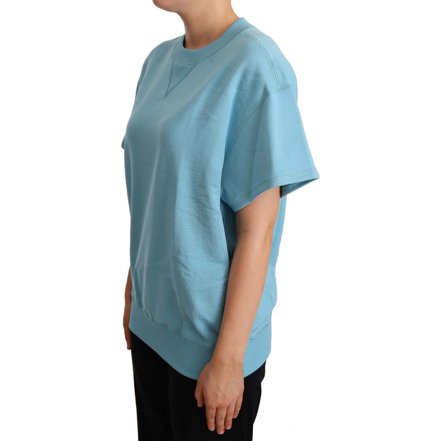 Dolce & Gabbana Blue Cotton Short Sleeves Crew Neck Top