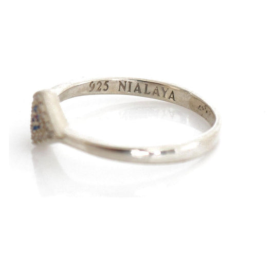 Nialaya Blue Red CZ 925 Silver Womens Clear Ring SMY11061 - US8,5