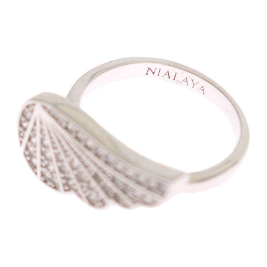 Nialaya Silver Womens Wing Clear CZ 925 Silver Ring SMY11066-US6,5