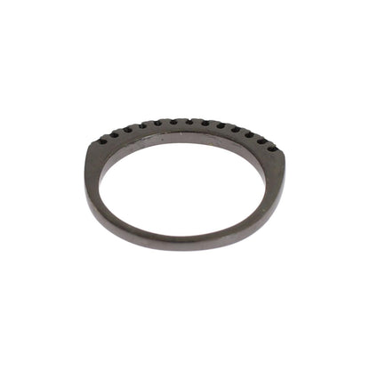 Nialaya Black CZ Rhodium 925 Silver Womens Ring