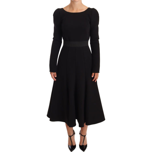 Dolce & Gabbana Black Wool Stretch Sheath Open Back Dress WOMAN DRESSES