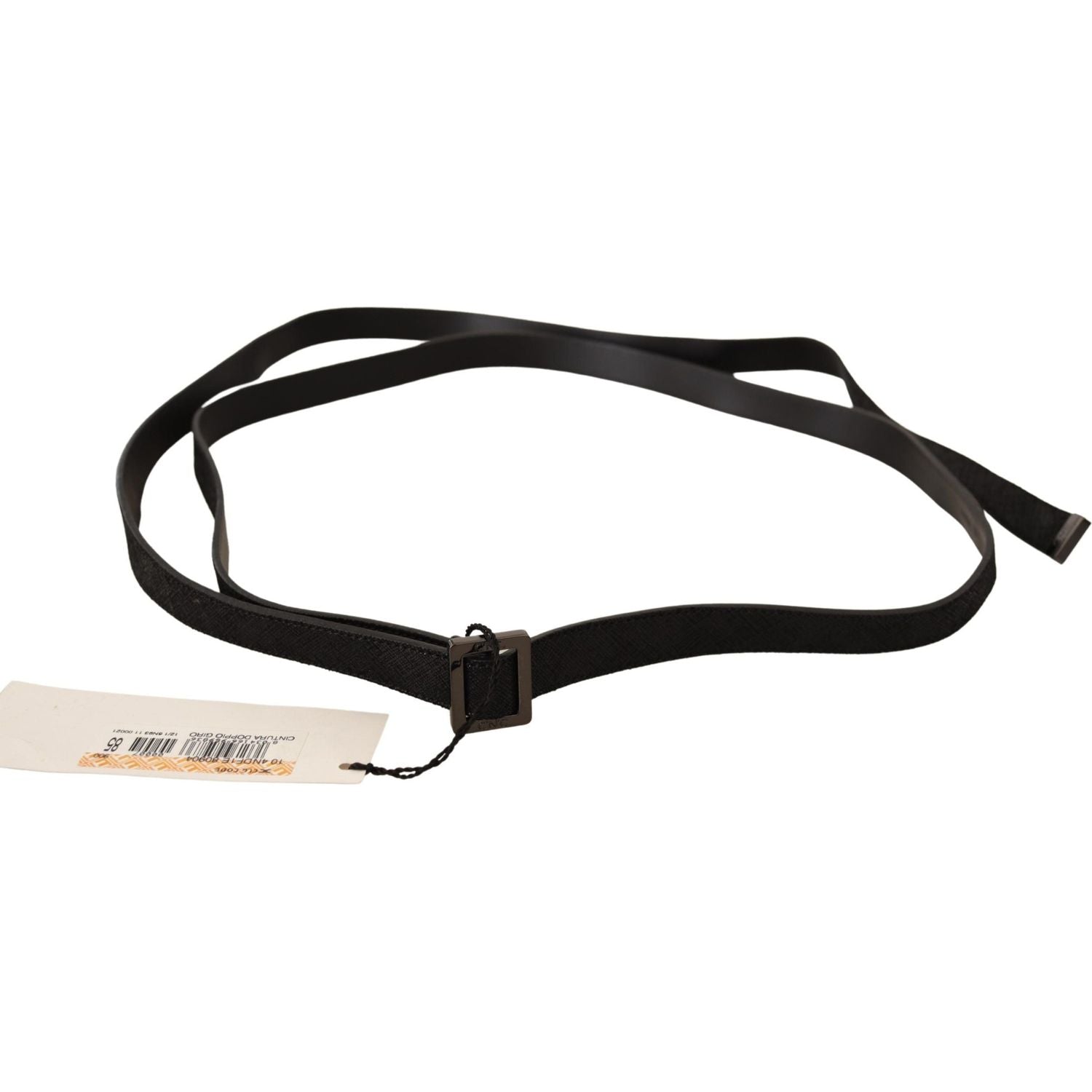 Costume National Black Leather Metal Buckle Waist Belt