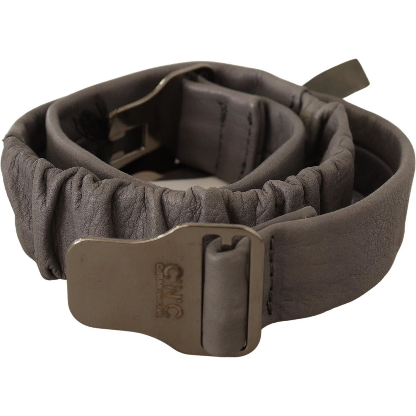 Costume National Gray Leather Silver Buckle Waist Belt WOMAN BELTS