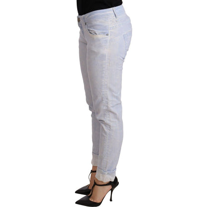 Acht Light Blue Cotton Folded Hem Denim Skinny Women Trouser Jeans Jeans & Pants
