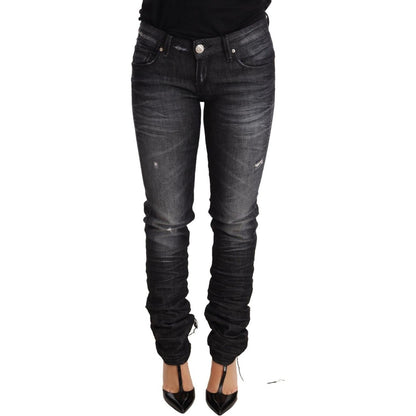 Acht Black Washed Cotton Low Waist Skinny Denim Trouser Jeans Jeans & Pants