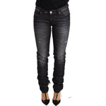 Acht Elegant Low Waist Skinny Black Denim Jeans & Pants Acht Dark Slate Gray