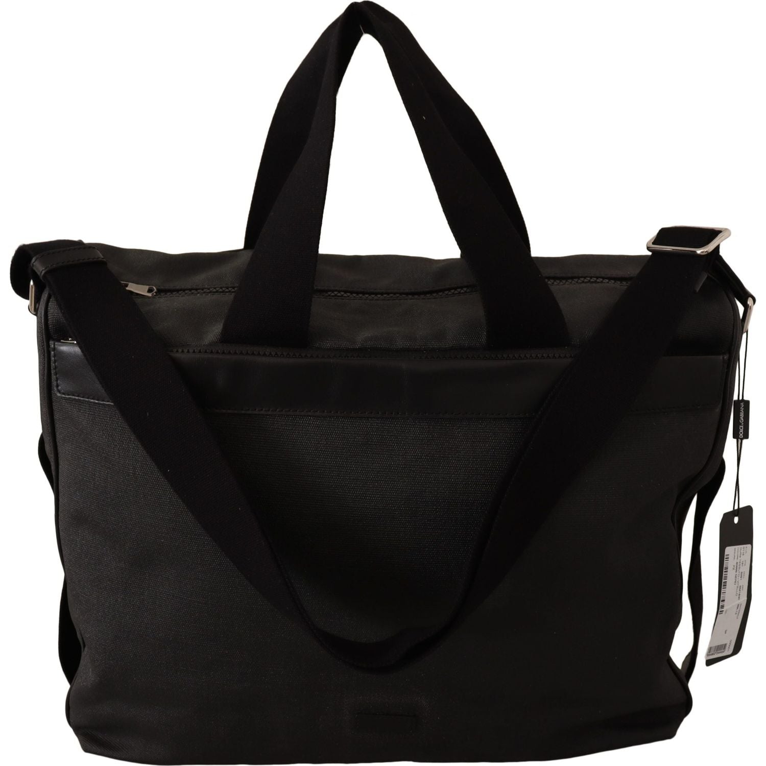Dolce & Gabbana Black Denim Leather Shoulder Strap Messenger Bag