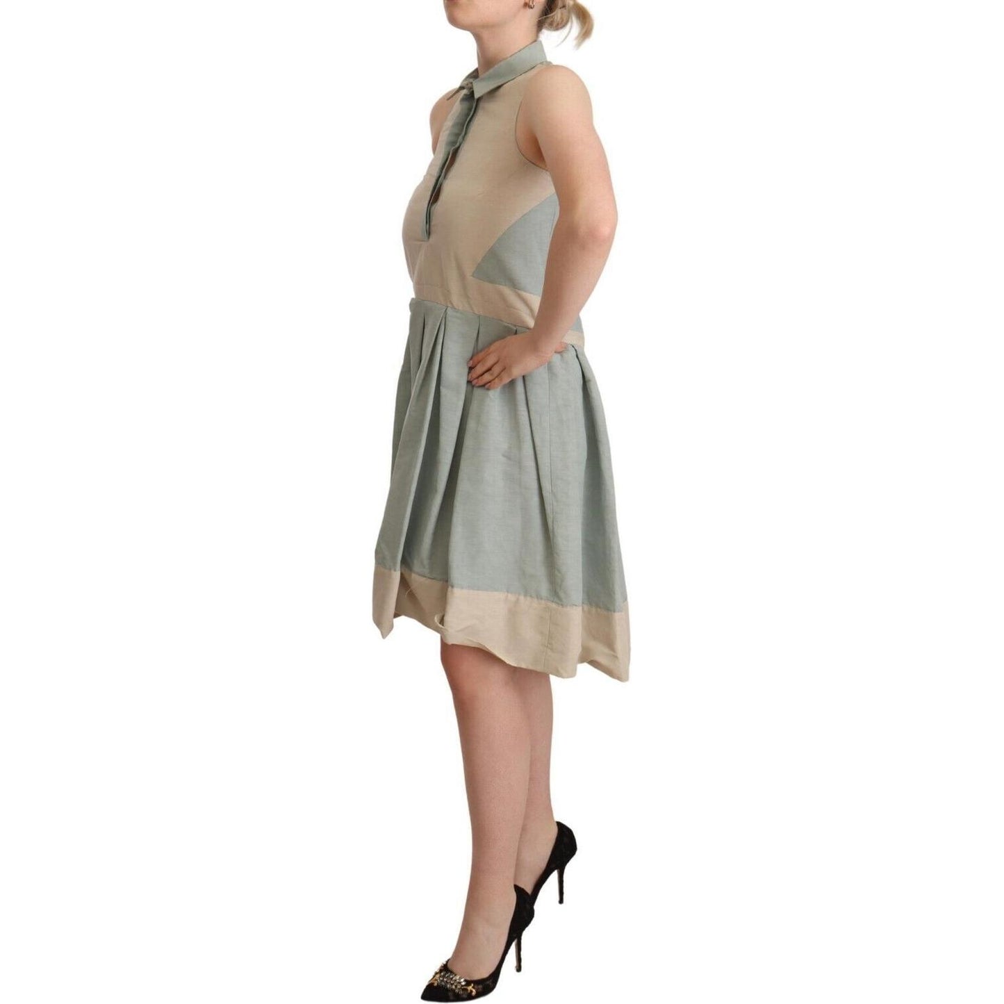 Comeforbreakfast Multicolor Collared Sleeveless Sheath Dress