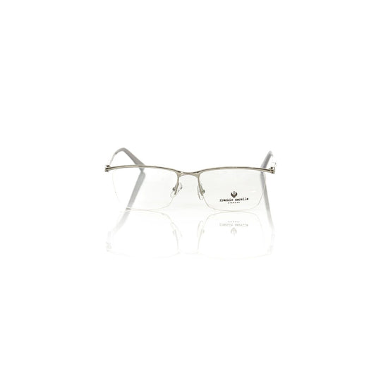 Frankie Morello Silver Metallic Unisex Frame eyeglasses with gold metal design and Havana arms, crafted in Italy.
