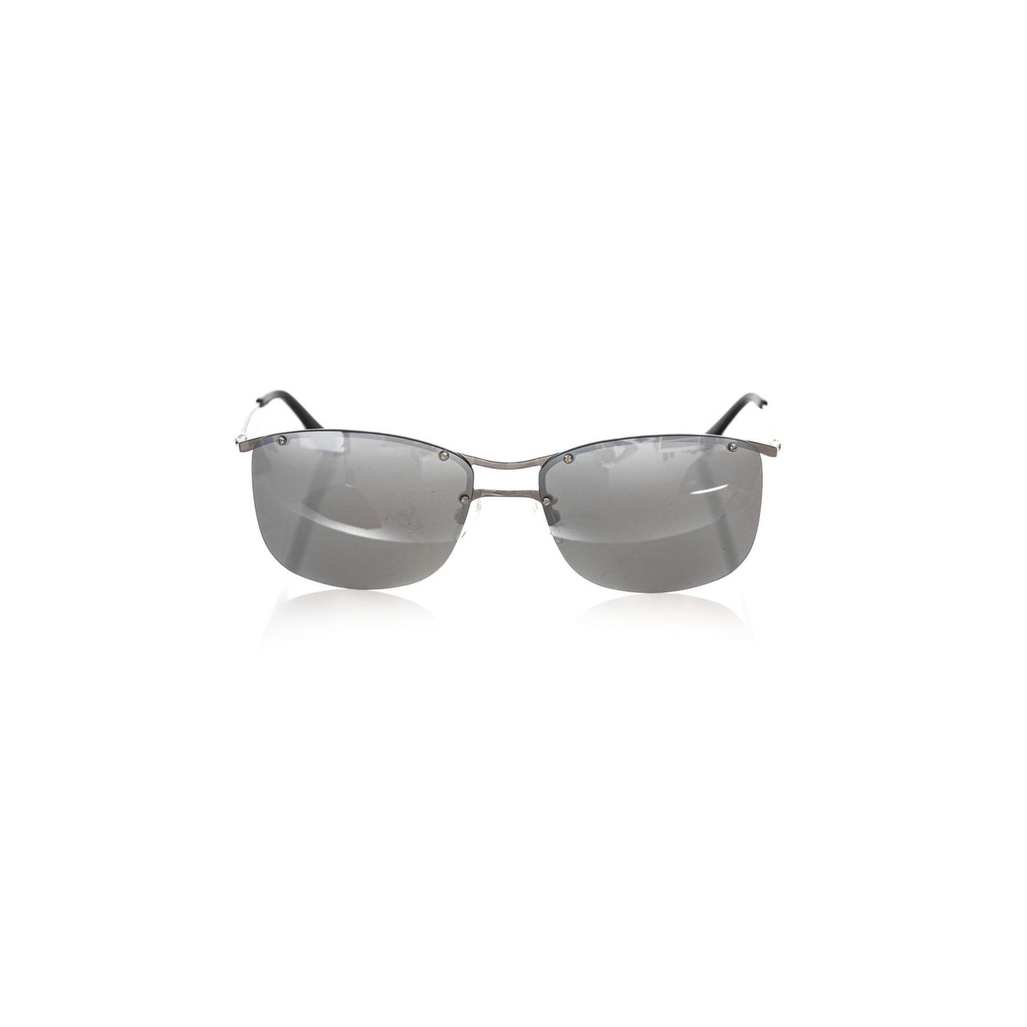 Frankie Morello Silver Metallic Fibre Men Sunglass