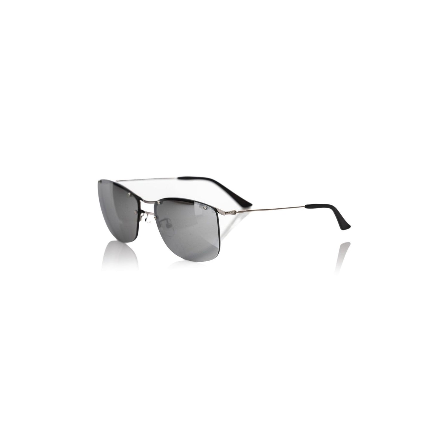Frankie Morello Silver Metallic Fibre Men Sunglass