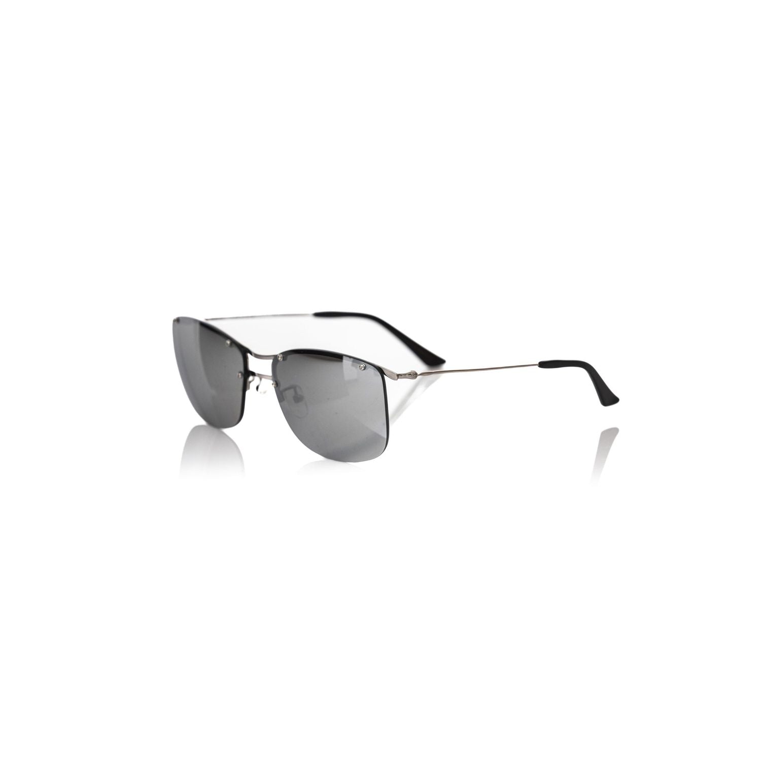 Frankie Morello Silver Metallic Fibre Men Sunglass