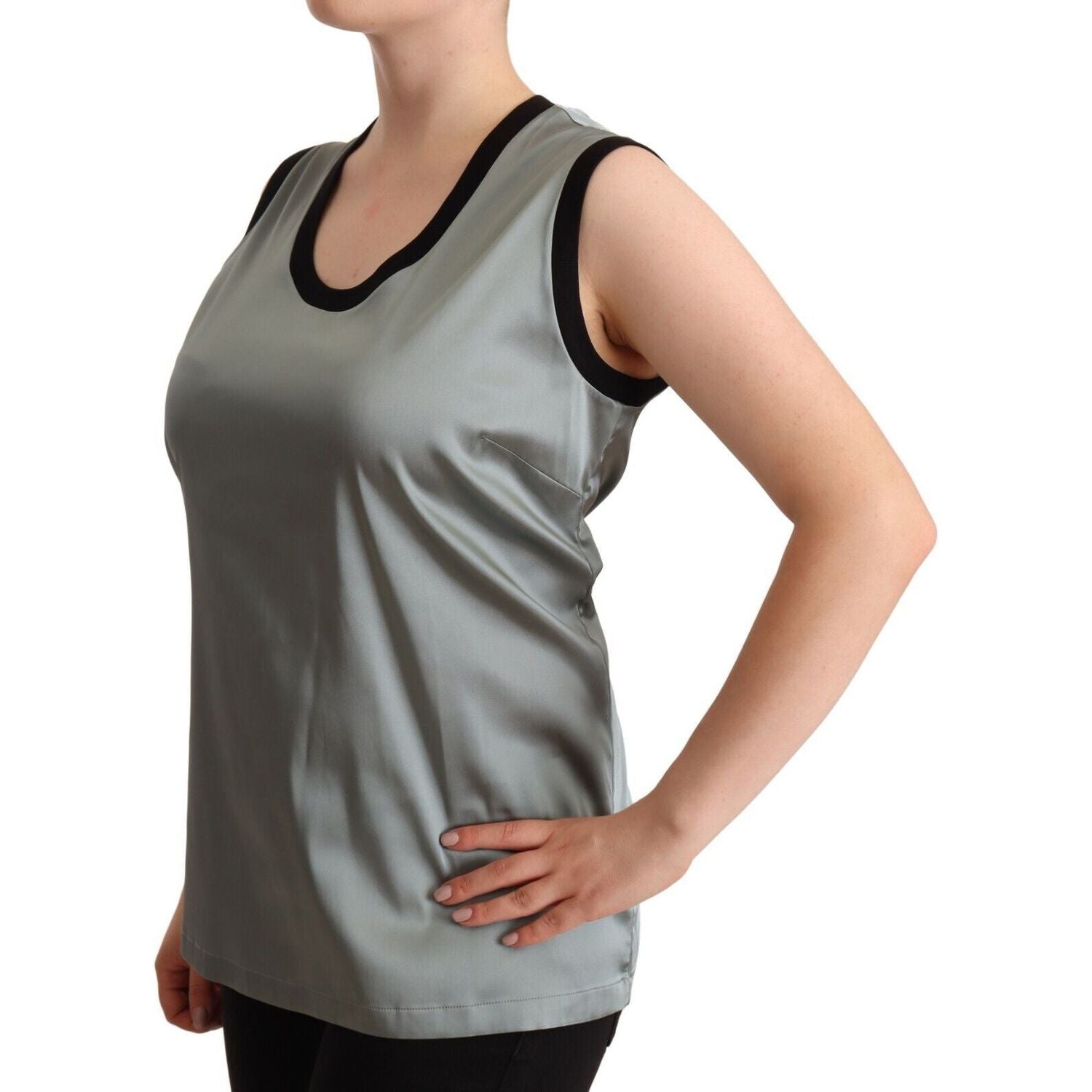 Dolce & Gabbana Silver Round Neck Sleeveless Casual Tank Top