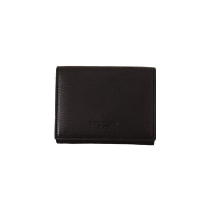 Dolce & Gabbana Black Leather Trifold Purse Belt Strap Multi Kit Wallet
