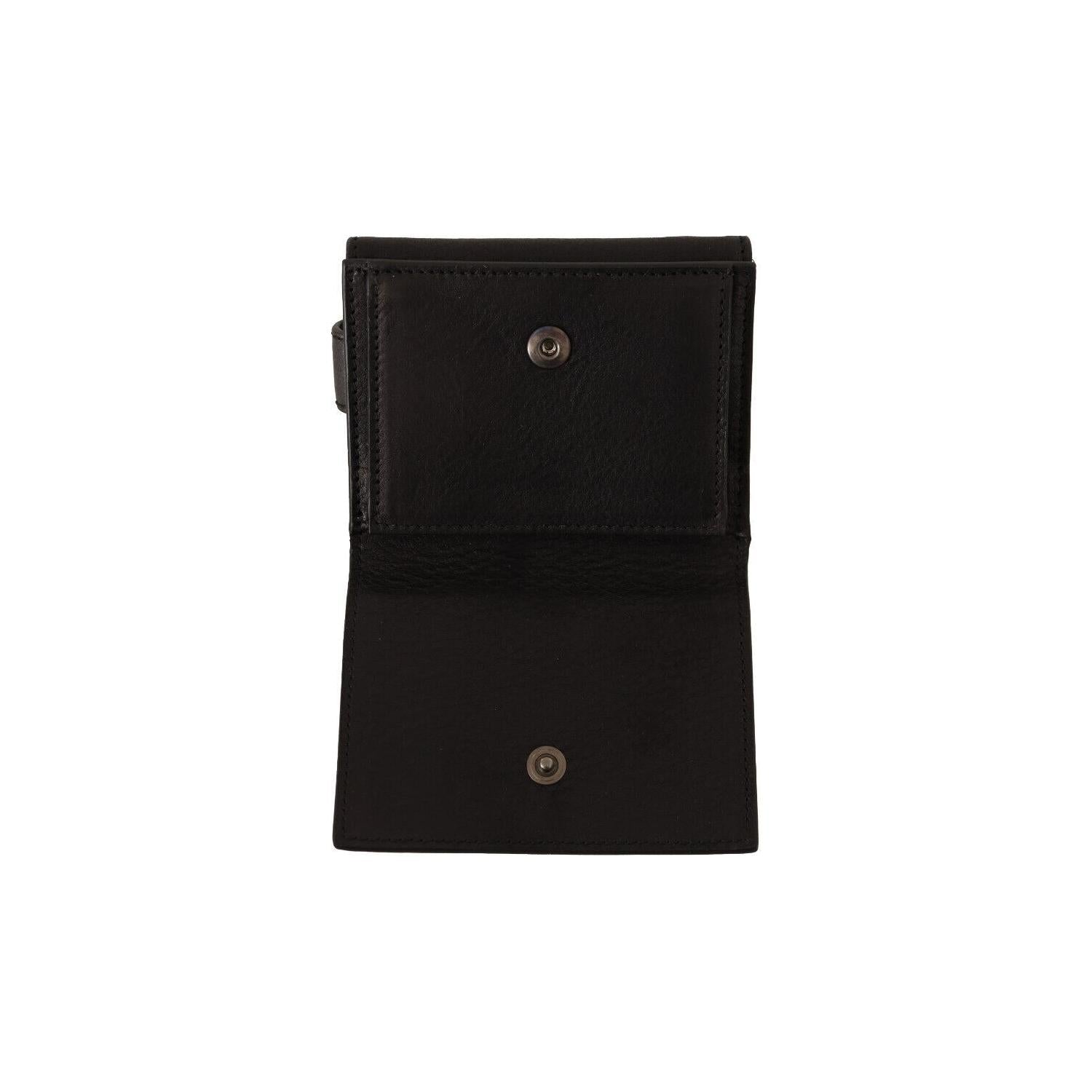 Dolce & Gabbana Black Leather Trifold Purse Belt Strap Multi Kit Wallet
