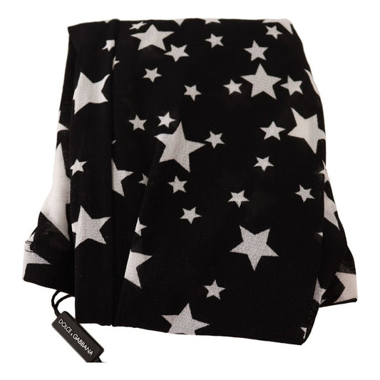 Dolce & Gabbana Black White Stars Print Nylon Stockings