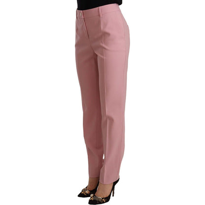 Dolce & Gabbana Pink Wool Stretch High Waist Trouser Pants