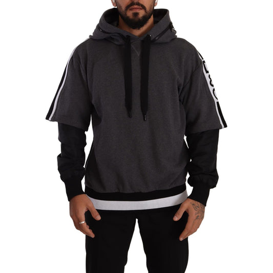 Dolce & Gabbana Gray Black Cotton Hooded #DGMILLENNIALS Sweater