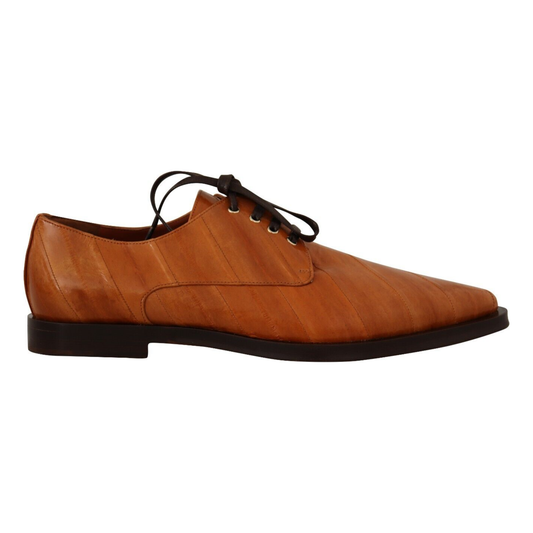 Dolce & Gabbana Brown Eel Leather Lace Up Formal Shoes