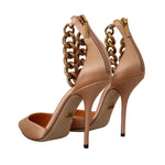 Dolce & Gabbana Beige Ankle Chain Strap High Heels Pumps Shoes
