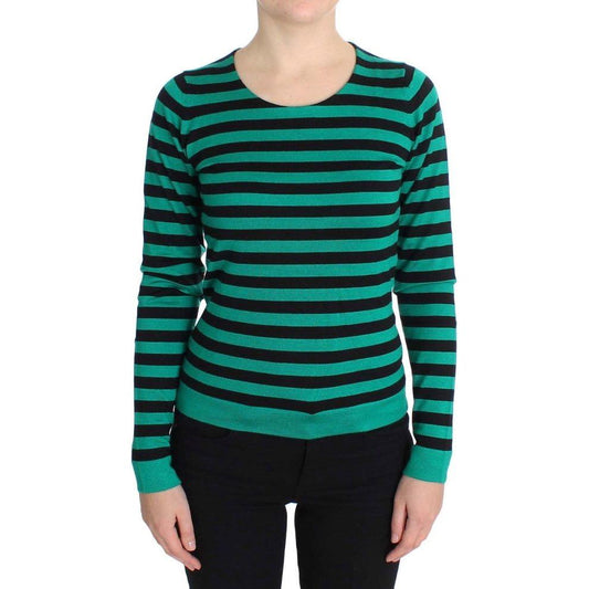 Dolce & Gabbana Green Black Silk Cashmere Sweater