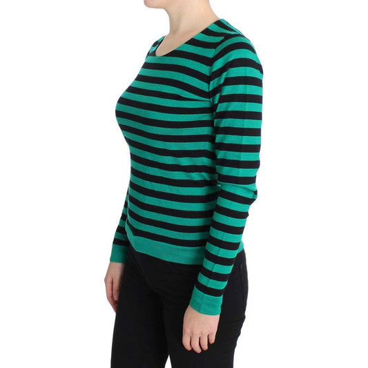 Dolce & Gabbana Green Black Silk Cashmere Sweater