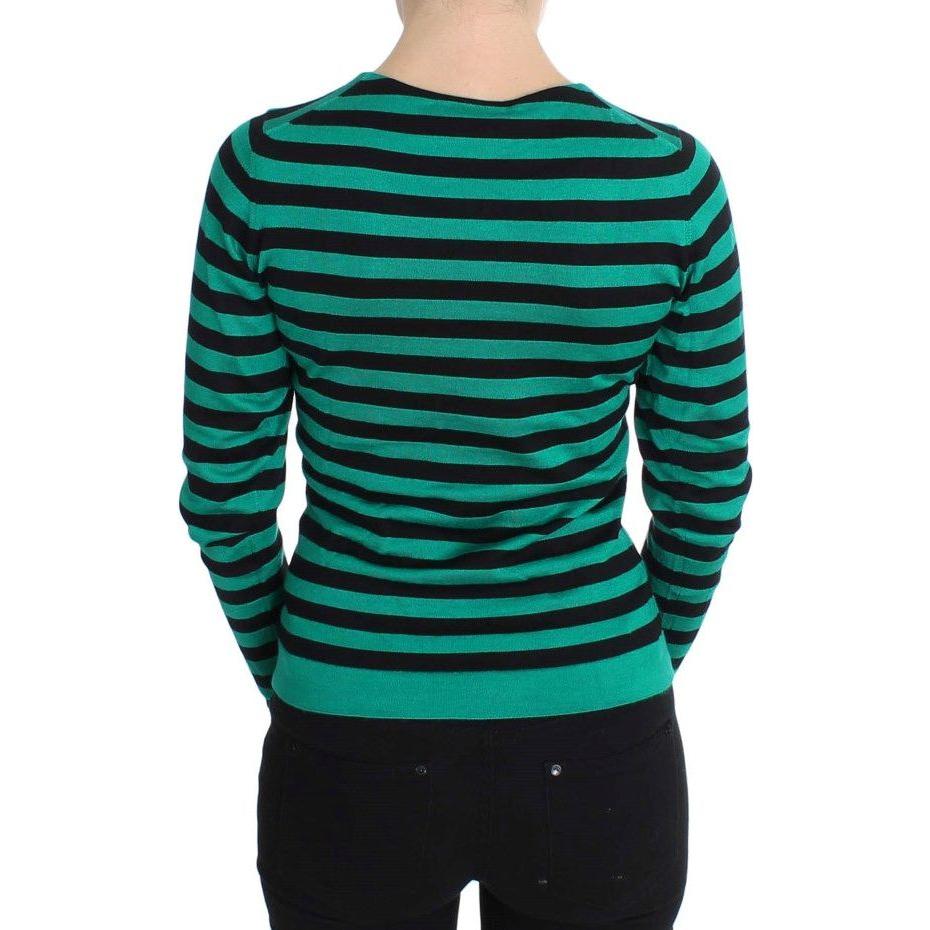 Dolce & Gabbana Green Black Silk Cashmere Sweater